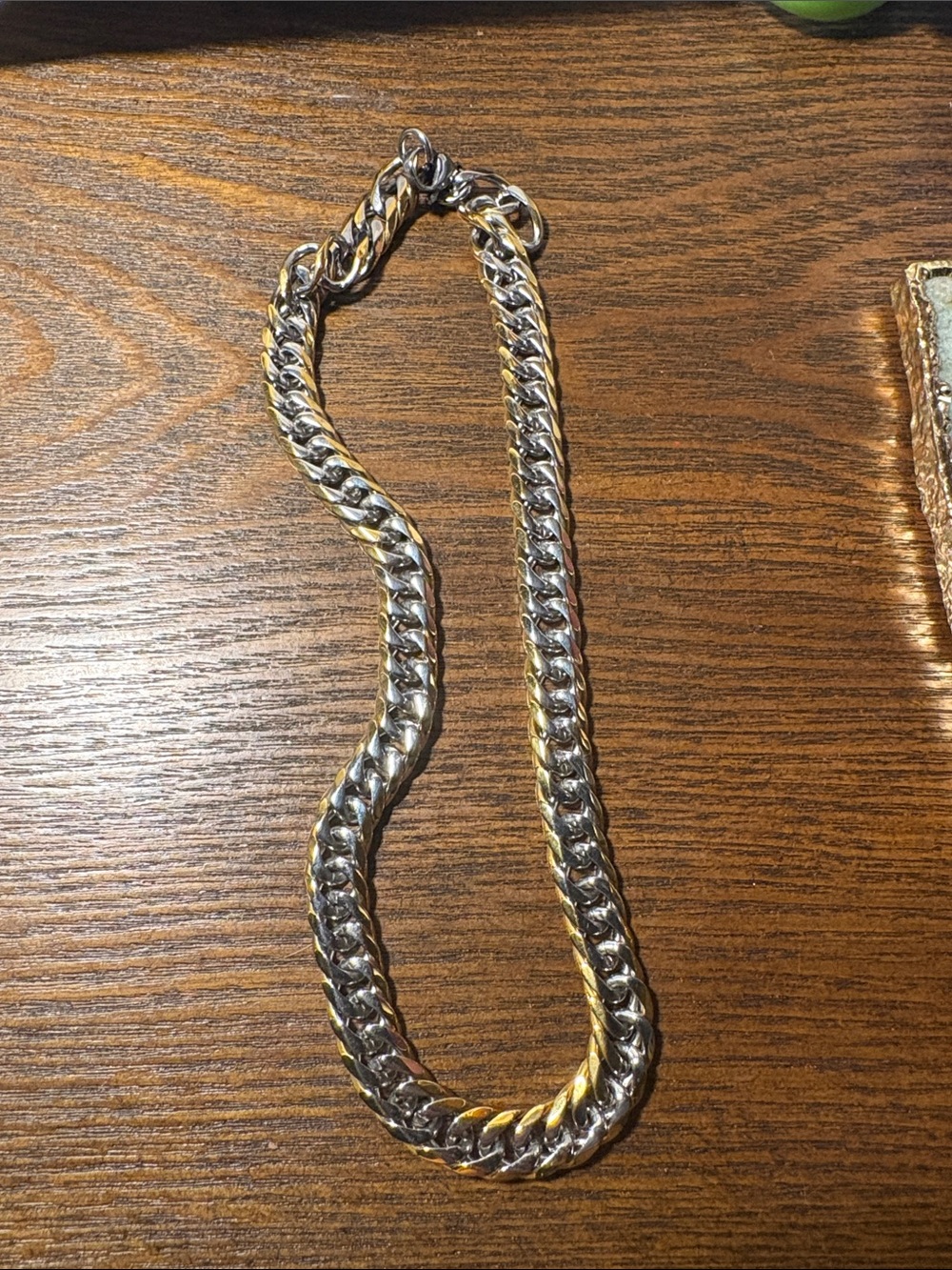 Source Unknown Two-Tone Silver and Gold Cuban Link Necklace